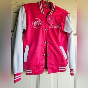 Barbie Pink Letterman Bomber Jacket